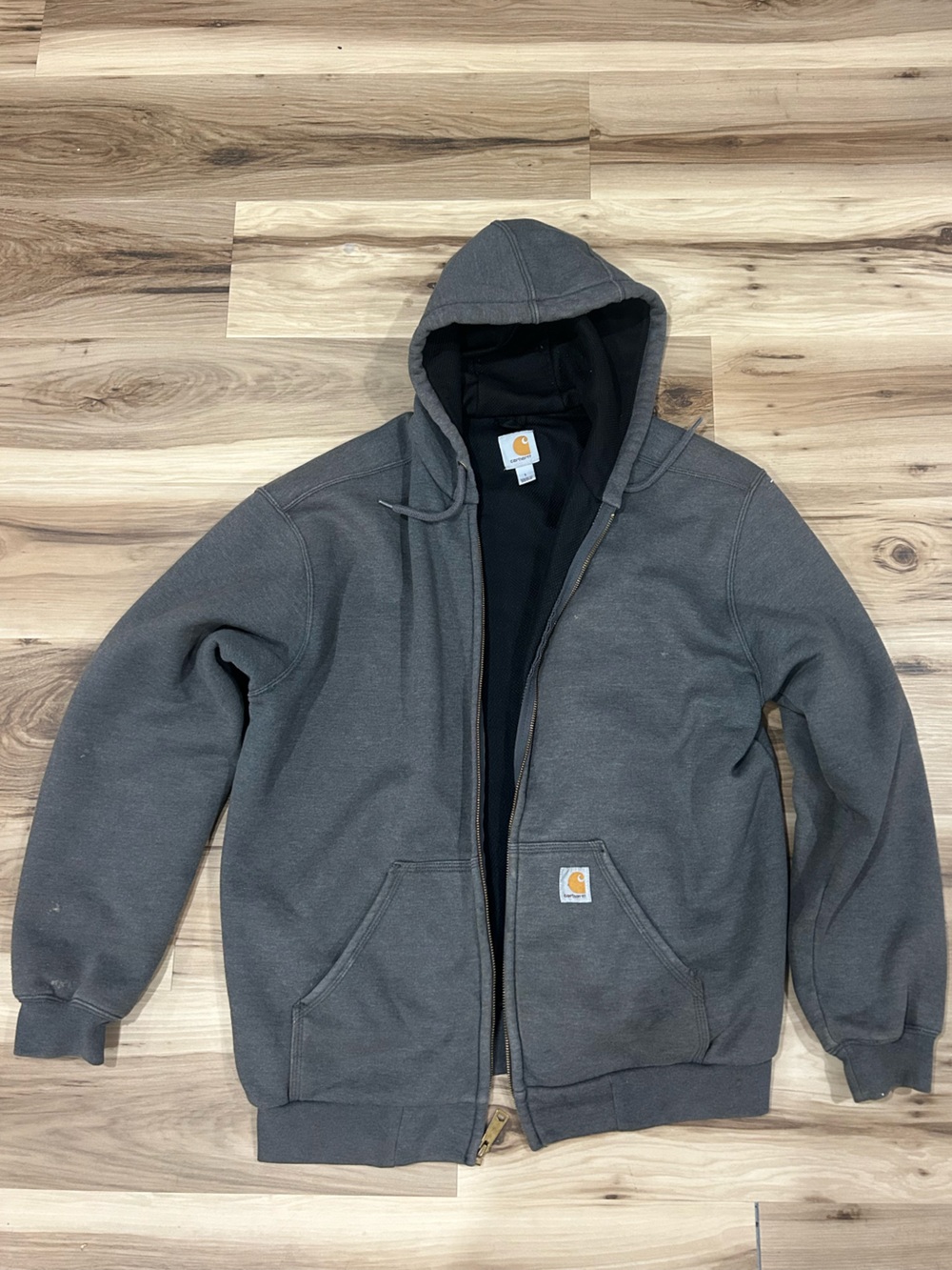 Carhartt Charcoal Gray Full-Zip Hooded Work Sweatshirt